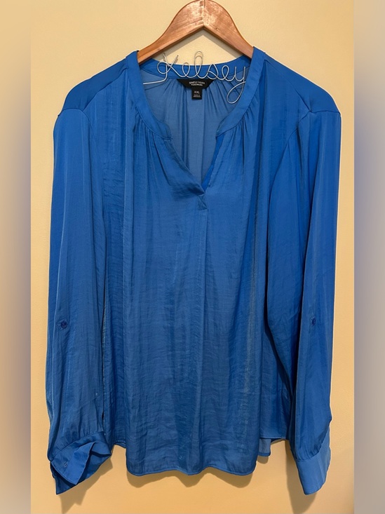 Simply Vera Vera Wang Tops - Simply Vera Vera Wang Royal Blue Long-Sleeve V-Neck Blouse XXL
